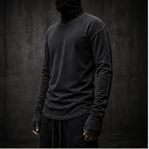 Dark heavyweight jersey surface used for the CH0ZEN cut longsleeve.
