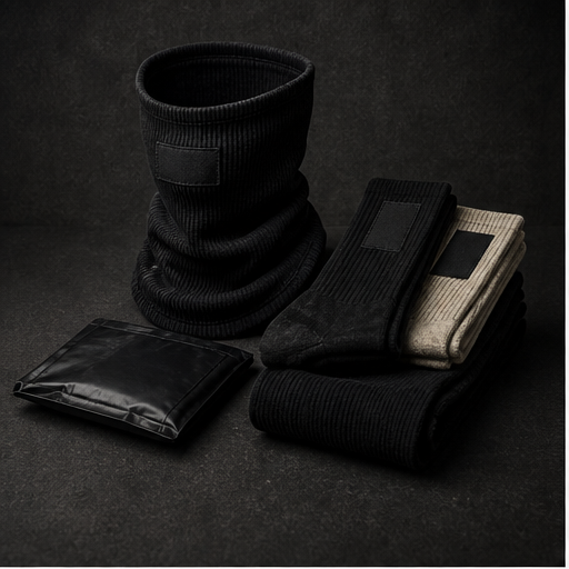 Dark textile details and black hardware for CH0ZEN accessory system.