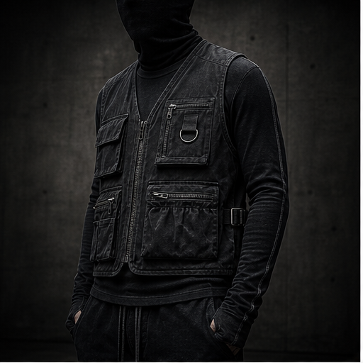 Layered CH0ZEN dark utility campaign image for the utility vest.
